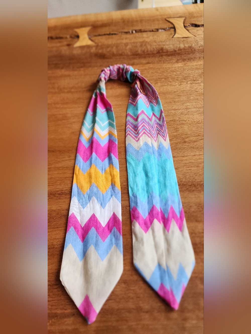 Missoni Mare Chevron Stretch Headband in Pink, Turquoise & Yellow